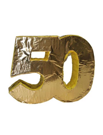 Piñata 50 Jaar Goud - 50x10x40 cm, Hobby en Vrije tijd, Feestartikelen, Ophalen of Verzenden, Nieuw