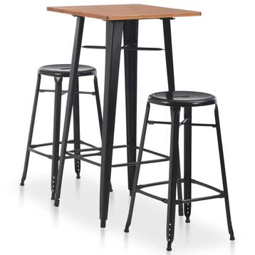 vidaXL 3-delige Barset staal zwart, Verzenden, Nieuw