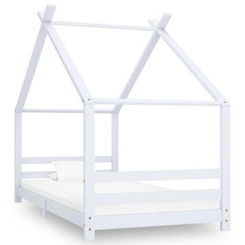vidaXL Kinderbedframe massief grenenhout wit 90x200 cm, Verzenden, Nieuw