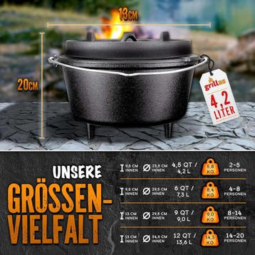Braadpan - Gietijzeren pan - Dutch Oven - Pan gietijzer - 4,, Verzenden, Zo goed als nieuw