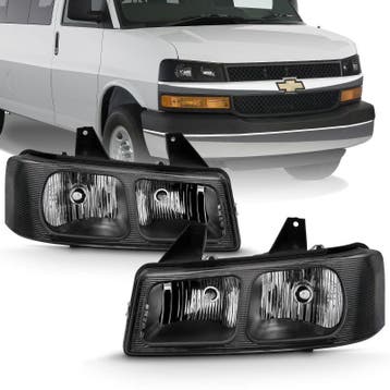 ANZO 2003-2017 Chevy Express Crystal Headlight Black, Ophalen of Verzenden, Nieuw