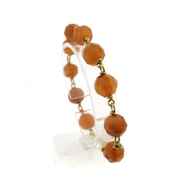 Gouden armband met carneool (Schakelarmband), Gebruikt, Ophalen of Verzenden, Met edelsteen, Goud