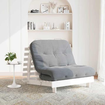vidaXL Futon slaapbank met matras 100x206x11 cm massief, Huis en Inrichting, Slaapkamer | Slaapbanken, Verzenden, Nieuw, Wit
