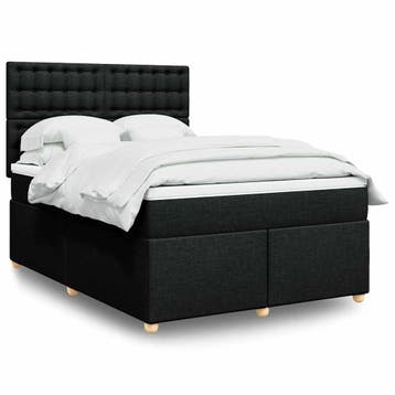 vidaXL Boxspring met matras stof zwart 160x200 cm, Huis en Inrichting, Slaapkamer | Bedden, Verzenden, Zwart, 200 cm, Stof