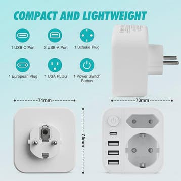 Universele Stekkerdoos met 3 USB, 1 Type-C en 2 AC-poorten -, Verzenden, Nieuw