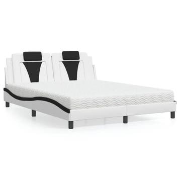vidaXL Bed Viana met matras kunstleer wit en zwart 160x200, Huis en Inrichting, Slaapkamer | Bedden, Overige materialen, Verzenden