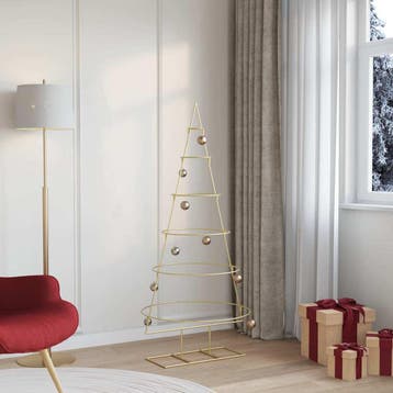 vidaXL Metalen kerstboom met standaard Goud 148 cm, Verzenden, Nieuw