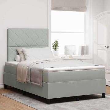 vidaXL Boxspringbed met hoofdeinde Lichtgrijs 120 x 190 cm, Verzenden, Nieuw, Stof