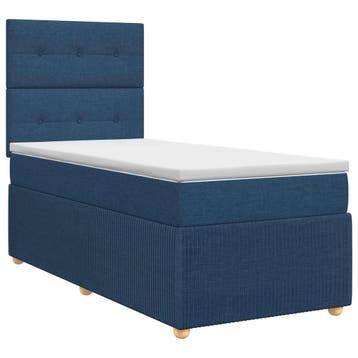 vidaXL Boxspringbed met matras met hoofdeinde Blauw 80 x 200, Verzenden, Nieuw, Blauw