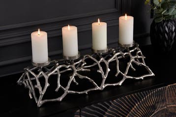 Elegante kaarsenhouder ABSTRACT 60cm zilver voor 4 kaarsen -, Ophalen of Verzenden, Nieuw