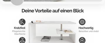 Salontafel Orlando Wit 95x55x50cm (Meubelen, Interieur), Verzenden