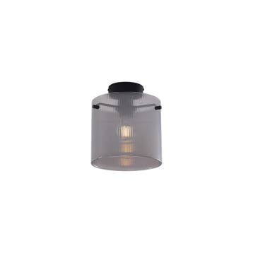 Art Deco plafondlamp zwart met smoke glas - Laura, Verzenden, Nieuw, Metaal