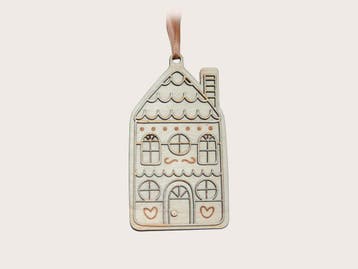 Kerstornament - Townhouse - Hout (Sfeer & Stijl), Diversen, Ophalen of Verzenden, Nieuw