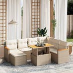 vidaXL 8-delige Loungeset met kussens poly rattan beige, Verzenden, Nieuw, Rotan, Loungeset