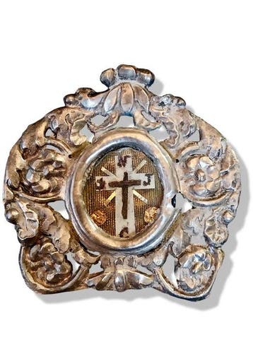 Reliekhouder - Zilver, Hout, Papier, Glas - 1800-1850 -