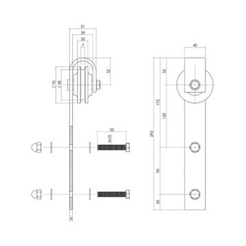 Intersteel Set van 2 rollers tbv schuifdeursysteem - RVS, Verzenden, Nieuw