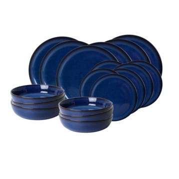 2dekans | Ardtime 18-piece flat and soup plate service BLUE, Ophalen of Verzenden, Zo goed als nieuw