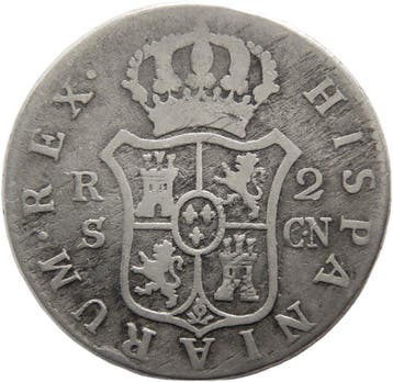 Spanje. Carlos IV. 2 Reales Acuñados en Sevilla en 1801