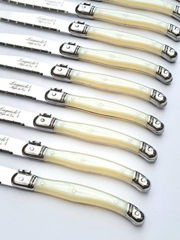 Laguiole - 12x Steak Knives - Pearl - Tafelmessenset (12) -