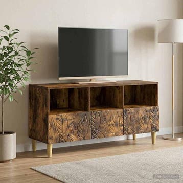 vidaXL TV-kast 102 x 34,5 x 50 cm Gerookt eiken Bewerkt hout, Minder dan 50 cm, Verzenden, Nieuw, Minder dan 100 cm