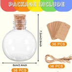 Bolvormige Mini Flesjes met Kurk en Tags 100 ml Decoratief, Verzenden, Nieuw