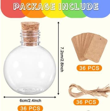 Bolvormige Mini Flesjes met Kurk en Tags 100 ml Decoratief, Verzenden, Nieuw