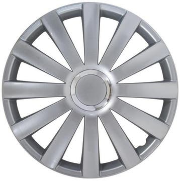 Wieldoppen  Spyder 16-inch zilver + chroom ring, Auto diversen, Verzenden, Nieuw