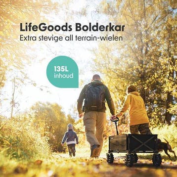 2dekans | LifeGoods Bolderkar - Opvouwbaar - 100KG - 135L -, Tuin en Terras, Ophalen of Verzenden, Zo goed als nieuw, LifeGoods