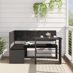 vidaXL Tuinbank met tafel en kussens L-vormig poly rattan, Verzenden, Nieuw
