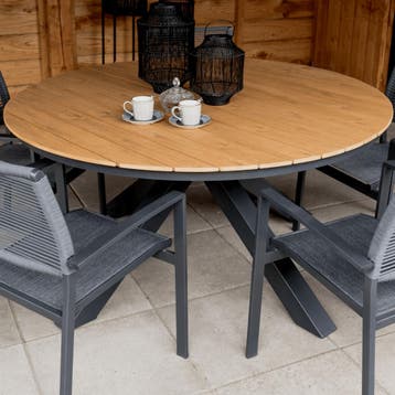 Arezzo tuintafel rond polywood teaklook 150 cm, Ophalen of Verzenden, Nieuw