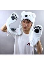Muts Wanten Zachte IJsbeer Fleece Sjaalmuts met Oortjes Wit, Ophalen of Verzenden, Nieuw