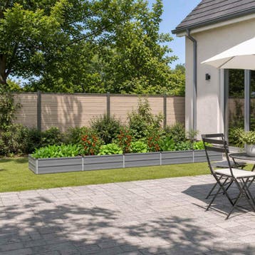 vidaXL Verhoogd Tuinbed Grijs 400 x 80 x 24 cm koudgewalst, Minder dan 30 cm, Verzenden, Nieuw, Metaal