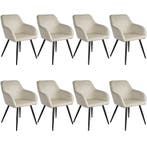 Eetkamerstoel Marilyn fluweellook, zwarte stoelpoten - crème, Huis en Inrichting, Stoelen, Verzenden, Nieuw