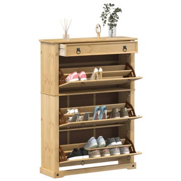 vidaXL Schoenenkast Corona 99x32x138 cm massief grenenhout, Verzenden, Nieuw