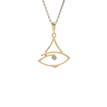 Gouden hanger met diamant 18 karaat, Sieraden, Tassen en Uiterlijk, Kettinghangers, Verzenden, Zo goed als nieuw, Goud