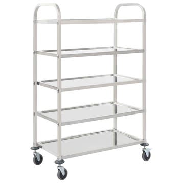 vidaXL Keukentrolley 5-laags 107x55x147 cm roestvrij staal, Verzenden, Nieuw