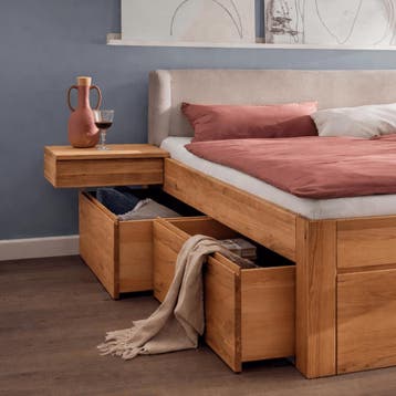 Forestales Valmont Massief Eiken Houten Bed met Lades 45CM -, Nieuw