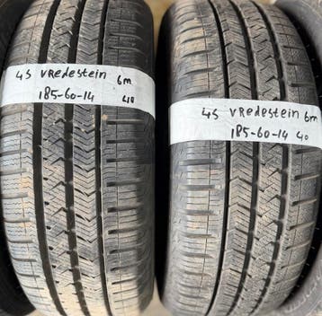 2x 185-60-14 Vredestein AllSeason 2x 6mm €40 PST 185 60 14, Ophalen, 14 inch, Gebruikt, 185 mm