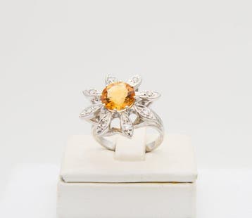 Ring - 18 karaat Witgoud Diamant (Natuurlijk) - Topaas, Nieuw