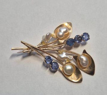 Broche - 14 karaat Geel goud - 2.25ct. tw. -