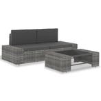 vidaXL 3-delige Loungeset poly rattan grijs, Verzenden, Nieuw, Loungeset