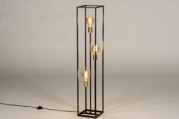 Rietveld Vloerlampen - Zwart, Goud - Metaal, Verzenden, Nieuw