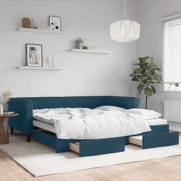 vidaXL Slaapbank met onderschuifbed en lades 100x200 cm, 100 cm, Eenpersoons, Nieuw, 200 cm