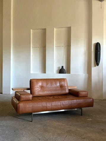 Rolf Benz - Sofa - Dono 6200 - Leder, Staal, Wortelnotenhout