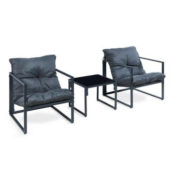 Tuinset Karg 3-delige loungeset tafel met 2 stoelen donkergr, Verzenden, Nieuw