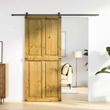 vidaXL Schuifdeur Corona HoningBruin 90 x 210 cm Massief, Verzenden, Nieuw