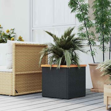 vidaXL Plantenbak 40x40x40 cm poly rattan zwart, Verzenden, Nieuw, Minder dan 60 cm, 30 tot 60 cm