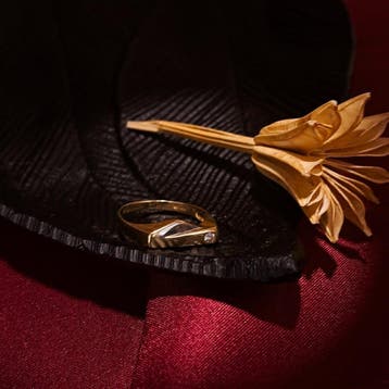 Bicolor gouden ring met diamant, 18 tot 19, Gebruikt, Heer, Ophalen of Verzenden