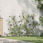 vidaXL Tuinhek 3 pcs Groen 112 x 39,5 cm Staal, Tuin en Terras, Verzenden, Nieuw