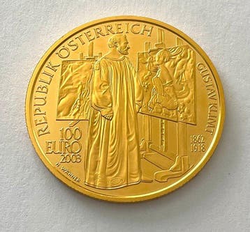 Oostenrijk. 100 Euro 2003 Gustav Klimt - Der Kuss, Postzegels en Munten